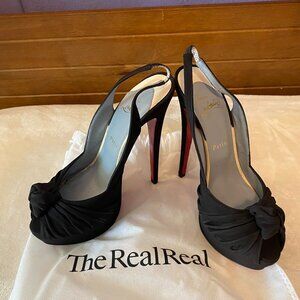 Christian Louboutin Black Satin Jenny Heels size 38 ½